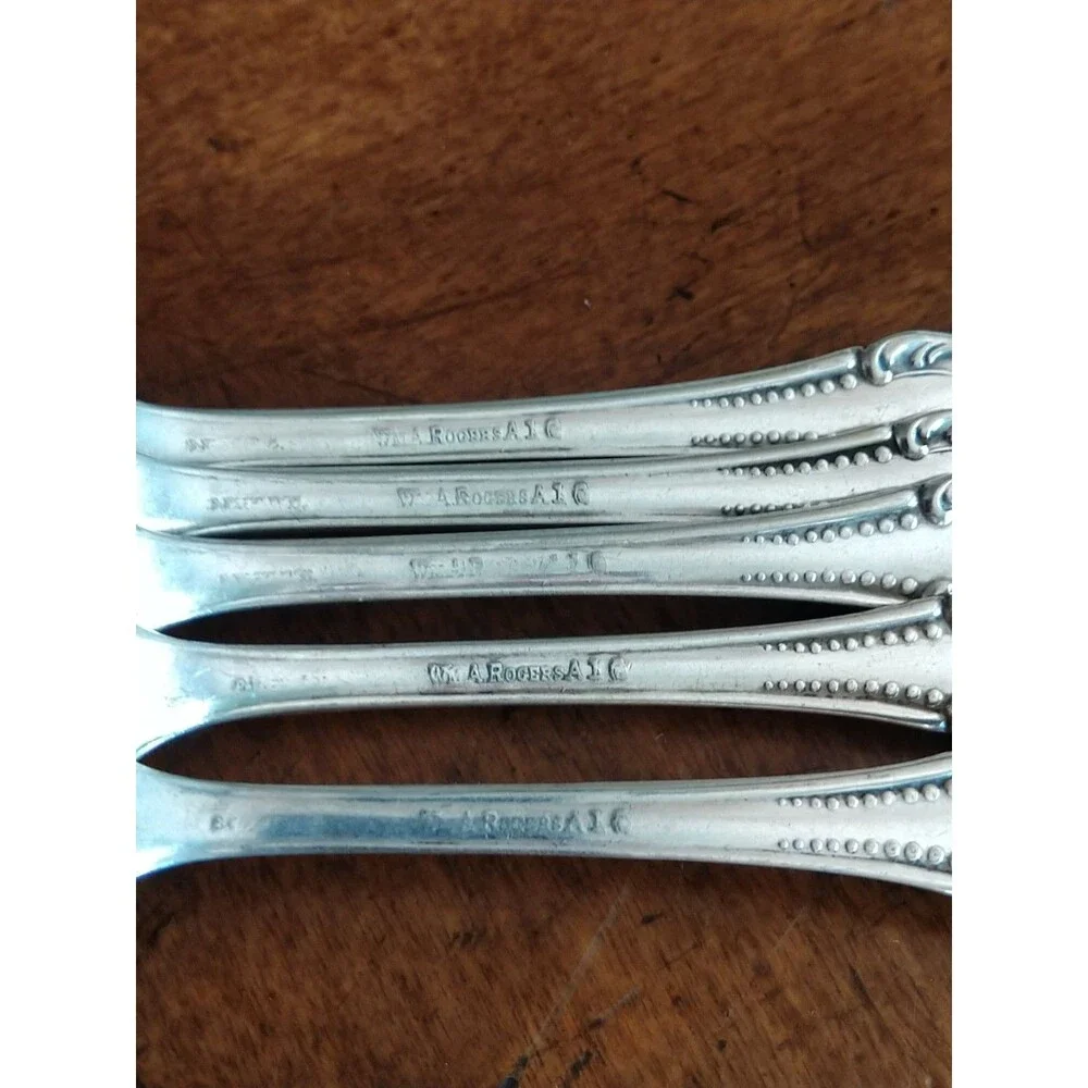 5x Antique Wm A Rogers A10 CARLTON 1898 Silverplate Cake Pastry Pie Fork 6.8